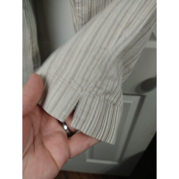 Lee Woman 10M Capri Pants Brown Pinstriped Straight Slit Leg Casual Business - Picture 9 of 11